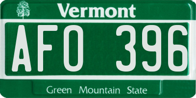 VT license plate AFO396