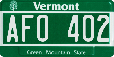 VT license plate AFO402