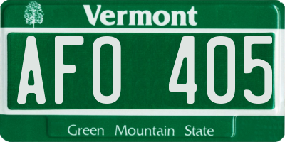 VT license plate AFO405