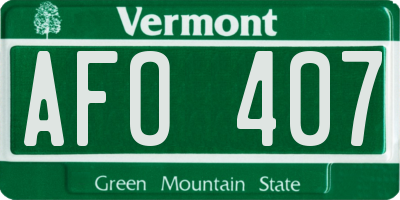 VT license plate AFO407