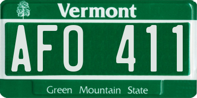VT license plate AFO411
