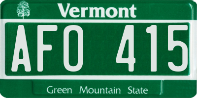 VT license plate AFO415