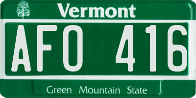 VT license plate AFO416