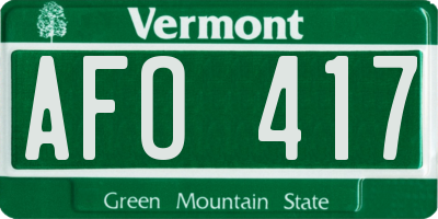 VT license plate AFO417