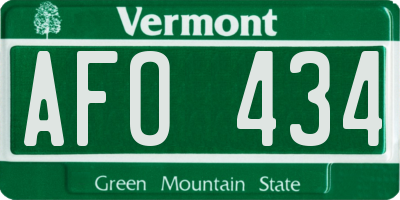 VT license plate AFO434