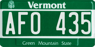 VT license plate AFO435
