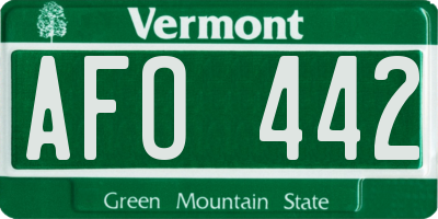 VT license plate AFO442