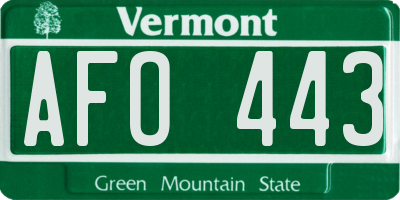 VT license plate AFO443