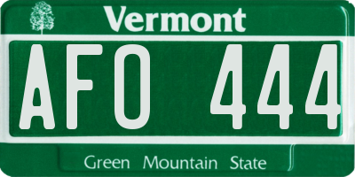 VT license plate AFO444