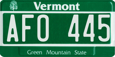 VT license plate AFO445