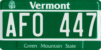 VT license plate AFO447