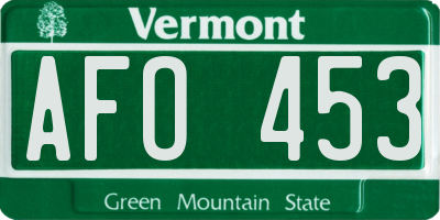 VT license plate AFO453