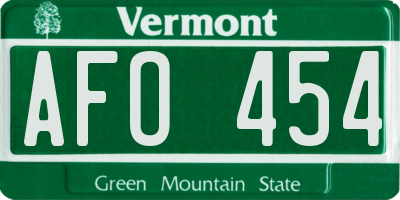VT license plate AFO454