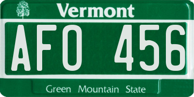 VT license plate AFO456