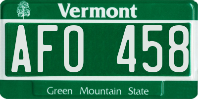 VT license plate AFO458