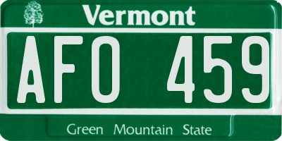 VT license plate AFO459