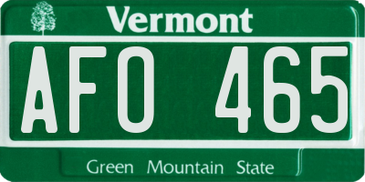 VT license plate AFO465