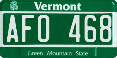 VT license plate AFO468