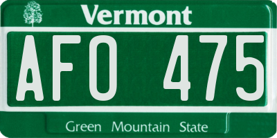 VT license plate AFO475
