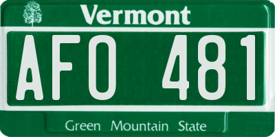 VT license plate AFO481