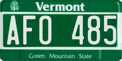 VT license plate AFO485