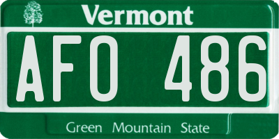 VT license plate AFO486