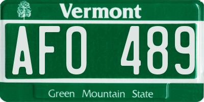 VT license plate AFO489