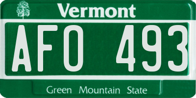 VT license plate AFO493