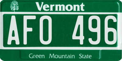 VT license plate AFO496