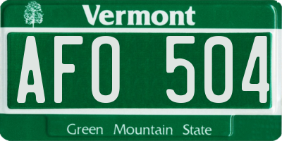 VT license plate AFO504