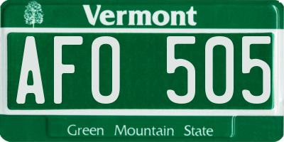 VT license plate AFO505