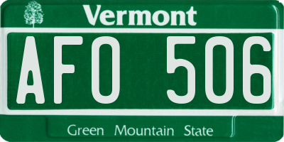 VT license plate AFO506