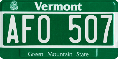 VT license plate AFO507