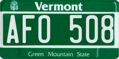 VT license plate AFO508