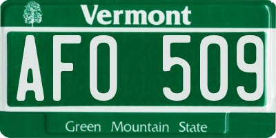 VT license plate AFO509