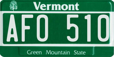VT license plate AFO510