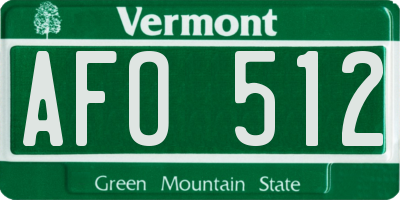 VT license plate AFO512