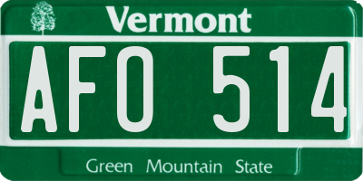 VT license plate AFO514