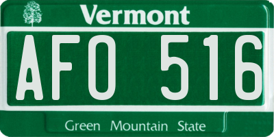 VT license plate AFO516
