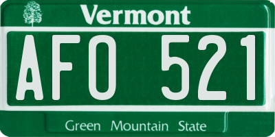 VT license plate AFO521