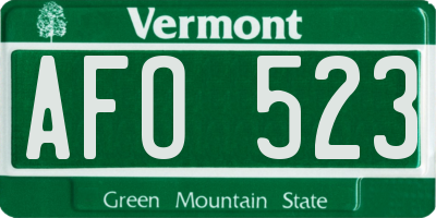 VT license plate AFO523
