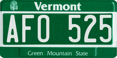 VT license plate AFO525