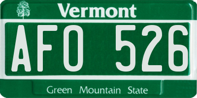 VT license plate AFO526