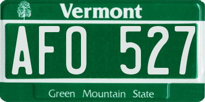 VT license plate AFO527