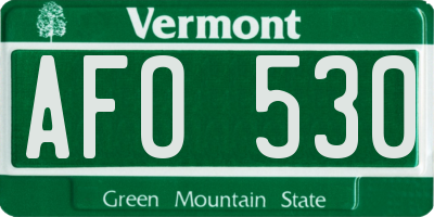VT license plate AFO530