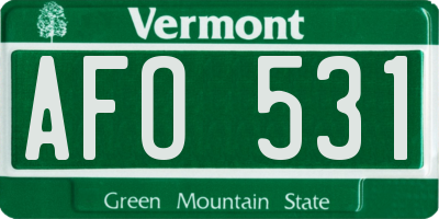VT license plate AFO531