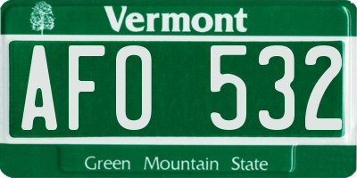 VT license plate AFO532