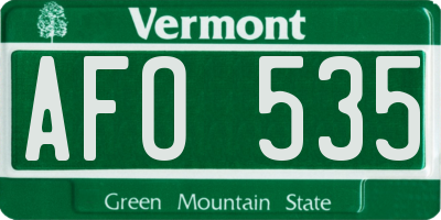 VT license plate AFO535