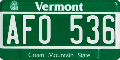 VT license plate AFO536