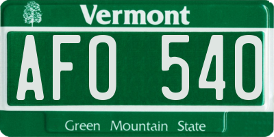 VT license plate AFO540